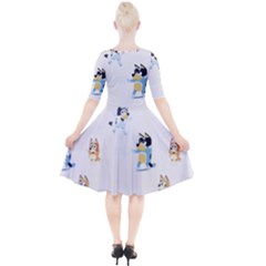 Quarter Sleeve A-Line Dress With Pockets 