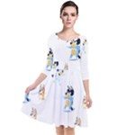 Bluey, Bluey merch, Bluey pattern, Bluey Bluey, bingo, Bluey design, bluey dog Quarter Sleeve Waist Band Dress Bluey, Bluey merch, Bluey pattern, Bluey Bluey, bingo, Bluey design, bluey dog Quarter Sleeve Waist Band Dress