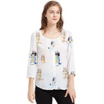 Bluey, Bluey merch, Bluey pattern, Bluey Bluey, bingo, Bluey design, bluey dog Chiffon Quarter Sleeve Blouse Bluey, Bluey merch, Bluey pattern, Bluey Bluey, bingo, Bluey design, bluey dog Chiffon Quarter Sleeve Blouse