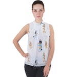 Bluey, Bluey merch, Bluey pattern, Bluey Bluey, bingo, Bluey design, bluey dog Mock Neck Chiffon Sleeveless Top Bluey, Bluey merch, Bluey pattern, Bluey Bluey, bingo, Bluey design, bluey dog Mock Neck Chiffon Sleeveless Top