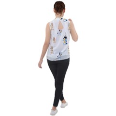 Mock Neck Chiffon Sleeveless Top 