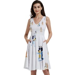 Sleeveless V-Neck Skater Dress with Pockets 