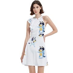 Cocktail Party Halter Sleeveless Dress With Pockets 