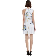 Cocktail Party Halter Sleeveless Dress With Pockets 