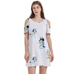 Women s Cold Shoulder Round Neck Mini Dress 