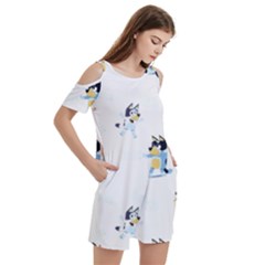 Women s Cold Shoulder Round Neck Mini Dress 