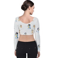 Velvet Long Sleeve Crop Top 