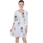 Bluey, Bluey merch, Bluey pattern, Bluey Bluey, bingo, Bluey design, bluey dog Quarter Sleeve Ruffle Waist Dress Bluey, Bluey merch, Bluey pattern, Bluey Bluey, bingo, Bluey design, bluey dog Quarter Sleeve Ruffle Waist Dress
