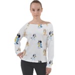 Bluey, Bluey merch, Bluey pattern, Bluey Bluey, bingo, Bluey design, bluey dog Off Shoulder Long Sleeve Velour Top Bluey, Bluey merch, Bluey pattern, Bluey Bluey, bingo, Bluey design, bluey dog Off Shoulder Long Sleeve Velour Top