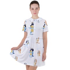 Short Sleeve Shoulder Cut Out Dress  