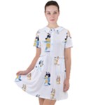 Bluey, Bluey merch, Bluey pattern, Bluey Bluey, bingo, Bluey design, bluey dog Short Sleeve Shoulder Cut Out Dress Bluey, Bluey merch, Bluey pattern, Bluey Bluey, bingo, Bluey design, bluey dog Short Sleeve Shoulder Cut Out Dress