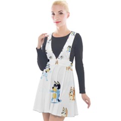 Plunge Pinafore Velour Dress 