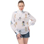 Bluey, Bluey merch, Bluey pattern, Bluey Bluey, bingo, Bluey design, bluey dog High Neck Long Sleeve Chiffon Top Bluey, Bluey merch, Bluey pattern, Bluey Bluey, bingo, Bluey design, bluey dog High Neck Long Sleeve Chiffon Top