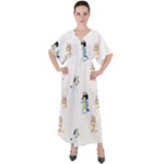 Bluey, Bluey merch, Bluey pattern, Bluey Bluey, bingo, Bluey design, bluey dog V-Neck Boho Style Maxi Dress Bluey, Bluey merch, Bluey pattern, Bluey Bluey, bingo, Bluey design, bluey dog V-Neck Boho Style Maxi Dress