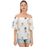 Bluey, Bluey merch, Bluey pattern, Bluey Bluey, bingo, Bluey design, bluey dog Off Shoulder Short Sleeve Top Bluey, Bluey merch, Bluey pattern, Bluey Bluey, bingo, Bluey design, bluey dog Off Shoulder Short Sleeve Top