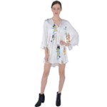 Bluey, Bluey merch, Bluey pattern, Bluey Bluey, bingo, Bluey design, bluey dog V-Neck Flare Sleeve Mini Dress Bluey, Bluey merch, Bluey pattern, Bluey Bluey, bingo, Bluey design, bluey dog V-Neck Flare Sleeve Mini Dress