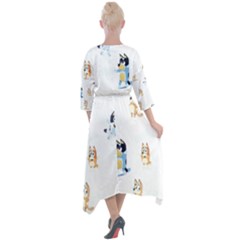 Quarter Sleeve Wrap Front Maxi Dress 