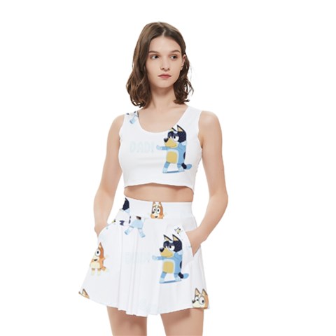 Bluey, Bluey merch, Bluey pattern, Bluey Bluey, bingo, Bluey design, bluey dog Women s Crop Top Pleated Skater Rave Skirt from ArtsNow.com