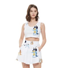 Bluey, Bluey merch, Bluey pattern, Bluey Bluey, bingo, Bluey design, bluey dog Women s Crop Top Pleated Skater Rave Skirt from ArtsNow.com
