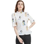 Bluey, Bluey merch, Bluey pattern, Bluey Bluey, bingo, Bluey design, bluey dog Frill Neck Blouse Bluey, Bluey merch, Bluey pattern, Bluey Bluey, bingo, Bluey design, bluey dog Frill Neck Blouse