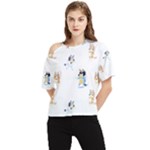 Bluey, Bluey merch, Bluey pattern, Bluey Bluey, bingo, Bluey design, bluey dog One Shoulder Cut Out T-Shirt Bluey, Bluey merch, Bluey pattern, Bluey Bluey, bingo, Bluey design, bluey dog One Shoulder Cut Out T-Shirt