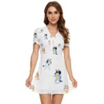 Bluey, Bluey merch, Bluey pattern, Bluey Bluey, bingo, Bluey design, bluey dog V-Neck High Waist Chiffon Mini Dress Bluey, Bluey merch, Bluey pattern, Bluey Bluey, bingo, Bluey design, bluey dog V-Neck High Waist Chiffon Mini Dress