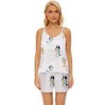 Bluey, Bluey merch, Bluey pattern, Bluey Bluey, bingo, Bluey design, bluey dog V-Neck Satin Pajamas Set Bluey, Bluey merch, Bluey pattern, Bluey Bluey, bingo, Bluey design, bluey dog V-Neck Satin Pajamas Set