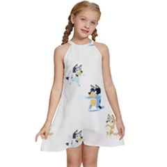 Kids  Halter Collar Waist Tie Chiffon Dress 
