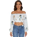 Bluey, Bluey merch, Bluey pattern, Bluey Bluey, bingo, Bluey design, bluey dog Long Sleeve Crinkled Weave Crop Top Bluey, Bluey merch, Bluey pattern, Bluey Bluey, bingo, Bluey design, bluey dog Long Sleeve Crinkled Weave Crop Top