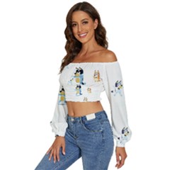 Long Sleeve Crinkled Weave Crop Top 