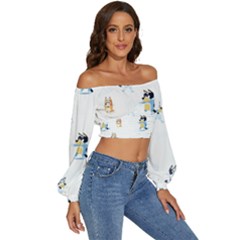 Long Sleeve Crinkled Weave Crop Top 