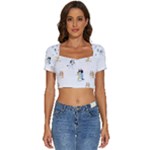 Bluey, Bluey merch, Bluey pattern, Bluey Bluey, bingo, Bluey design, bluey dog Short Sleeve Square Neckline Crop Top Bluey, Bluey merch, Bluey pattern, Bluey Bluey, bingo, Bluey design, bluey dog Short Sleeve Square Neckline Crop Top