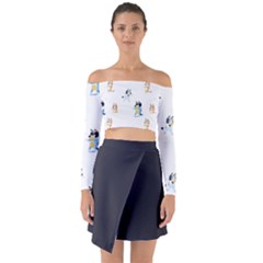 Long Sleeve Off Shoulder Crop Top 