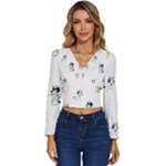 Bluey, Bluey merch, Bluey pattern, Bluey Bluey, bingo, Bluey design, bluey dog Long Sleeve V-Neck Top Bluey, Bluey merch, Bluey pattern, Bluey Bluey, bingo, Bluey design, bluey dog Long Sleeve V-Neck Top