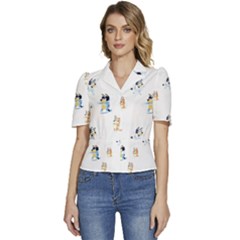 Puffed Short Sleeve Button Up Jacket 