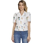 Bluey, Bluey merch, Bluey pattern, Bluey Bluey, bingo, Bluey design, bluey dog Puffed Short Sleeve Button Up Jacket Bluey, Bluey merch, Bluey pattern, Bluey Bluey, bingo, Bluey design, bluey dog Puffed Short Sleeve Button Up Jacket