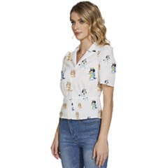 Puffed Short Sleeve Button Up Jacket 