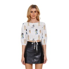 Mid Sleeve Drawstring Hem Top 