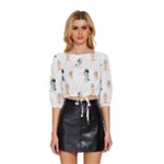 Bluey, Bluey merch, Bluey pattern, Bluey Bluey, bingo, Bluey design, bluey dog Mid Sleeve Drawstring Hem Top Bluey, Bluey merch, Bluey pattern, Bluey Bluey, bingo, Bluey design, bluey dog Mid Sleeve Drawstring Hem Top