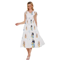 V-Neck Drawstring Shoulder Sleeveless Maxi Dress 
