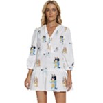 Bluey, Bluey merch, Bluey pattern, Bluey Bluey, bingo, Bluey design, bluey dog V-Neck Placket Mini Dress Bluey, Bluey merch, Bluey pattern, Bluey Bluey, bingo, Bluey design, bluey dog V-Neck Placket Mini Dress