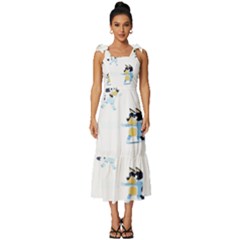 Tie-Strap Tiered Midi Chiffon Dress 