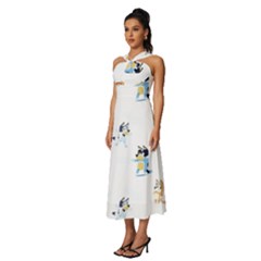 Sleeveless Cross Front Cocktail Midi Chiffon Dress 