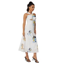 Sleeveless Cross Front Cocktail Midi Chiffon Dress 
