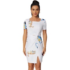 Fitted Knot Split End Bodycon Dress 