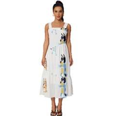 Square Neckline Tiered Midi Dress 