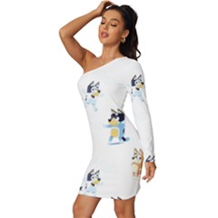 Long Sleeve One Shoulder Mini Dress 