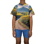Sunflowers Flowers Nature Kids  Short Sleeve Swimwear