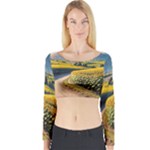 Sunflowers Flowers Nature Long Sleeve Crop Top