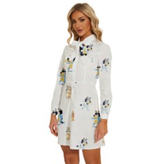 Women s Long Sleeve Bow Deco Button Up Dress 